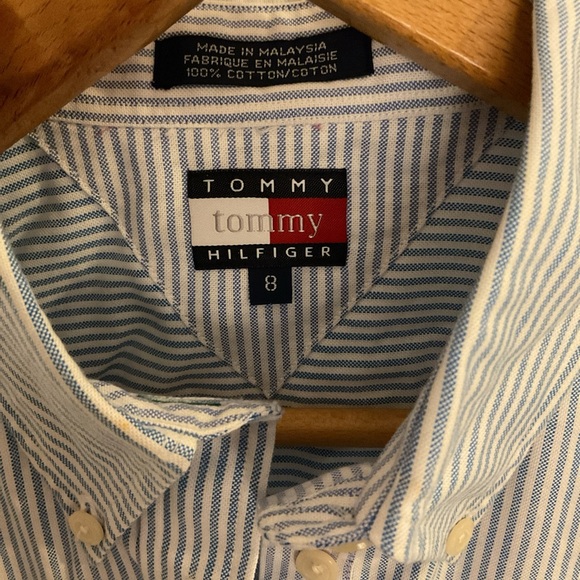 Tommy Hilfiger - Butter Down Short Sleeve Striped Shirt - Blue - Ladies Size 8 - Picture 3 of 11